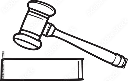 Judge’s Gavel Outline Clipart | Law and Justice Symbol Drawing for Coloring Pages and Craft Designs