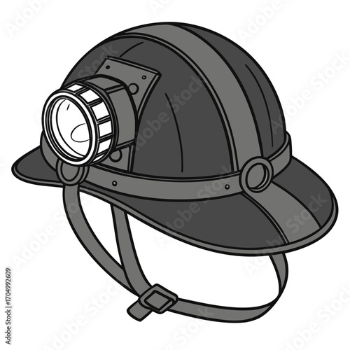 Illustration of a miner s helmet with a lamp