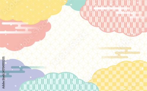 カラフルな和風背景イラスト