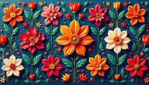 Intricate floral motifs create a continuous design , wallpaper, spring