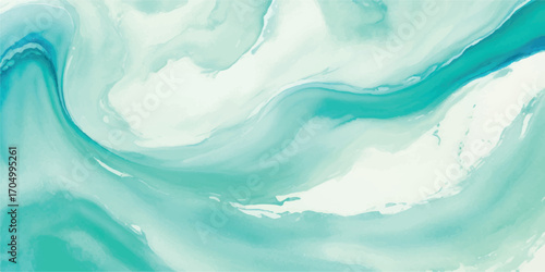 Abstract watercolor background in shades of teal and turquoise for graphic design