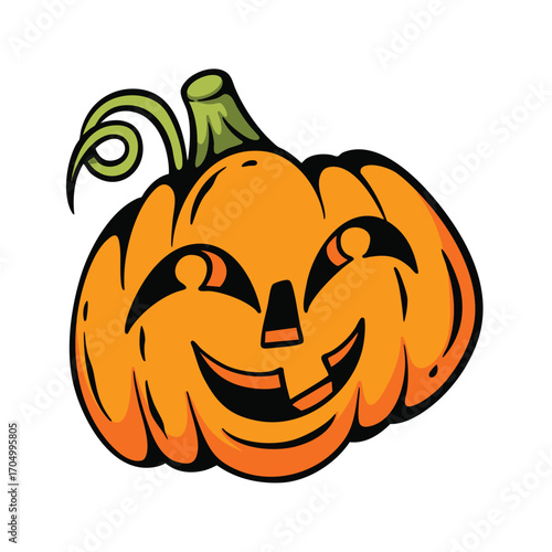 Whimsical Halloween Pumpkin Drawing in Cartoon Style