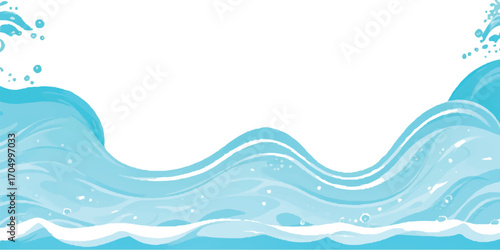 Minimalist Ocean Wave Illustration with Soft Blue Hues and White Accents Design