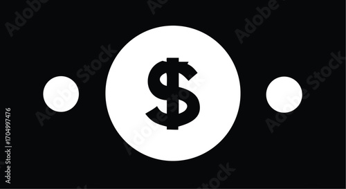 Black and white illustration of a dollar bill with a dollar sign in a circle, representing money and finance
