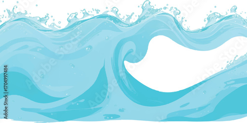 Light blue abstract illustration representing the ocean with white foam on the bottom