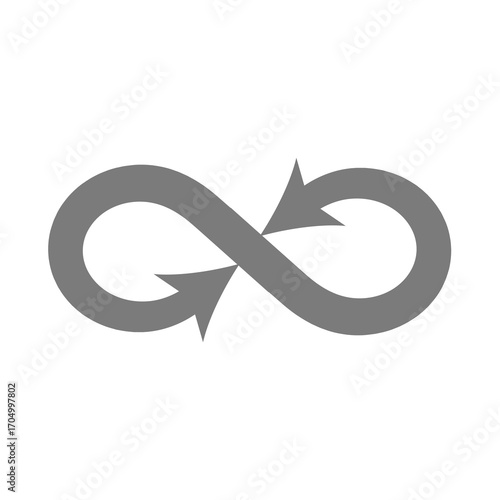 Infinity with arrows simple vector icon. Mathematics eternity and infinite arrow symbol.