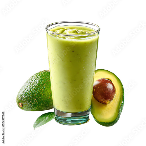 Glass of avocado smoothie energizes your morning png