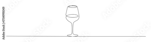 Continuous Line Drawing of Wine Glass on Table