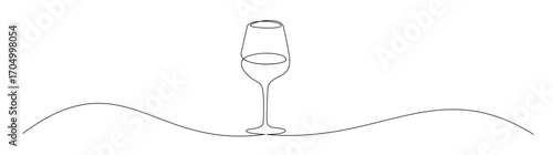 Wine glass one line drawing art