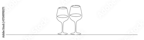 Minimalist Wine Glasses Line Art Toast Celebration