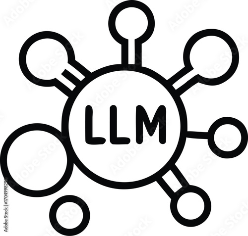 Abstract network diagram with llm in the center