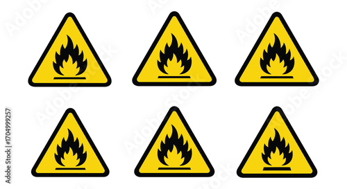 flame warning signs arranged in two rows