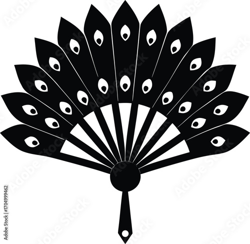 Art deco fan with symmetrical shapes silhouette vector art and illustration