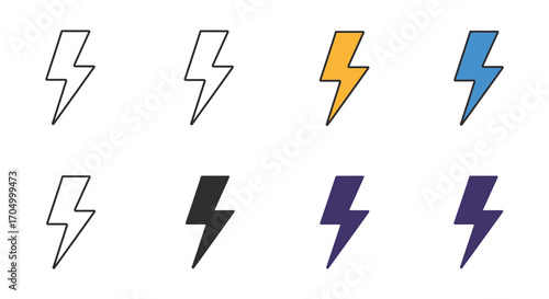 Free Download various lightning bolts in different colors arranged neatly - GFXLoad