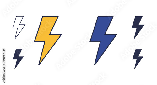 a variety of colorful lightning bolts arranged neatly
