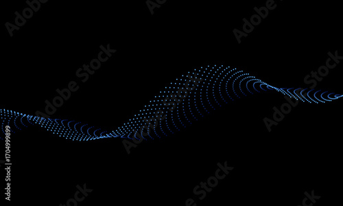 elegant abstract background featuring dotted blue wave flowing smoothly on dark surface for poster, wallpaper, cover.