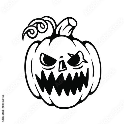 Whimsical Halloween Pumpkin Lineart in Cartoon Style