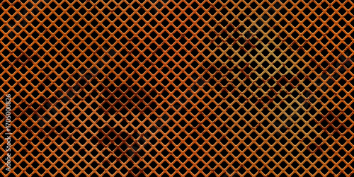 Rusty grate seamless patern. Aged bg with grunge texture. Old worn metal background. Metal mesh with distressed oxidation effect. Vector illustration.