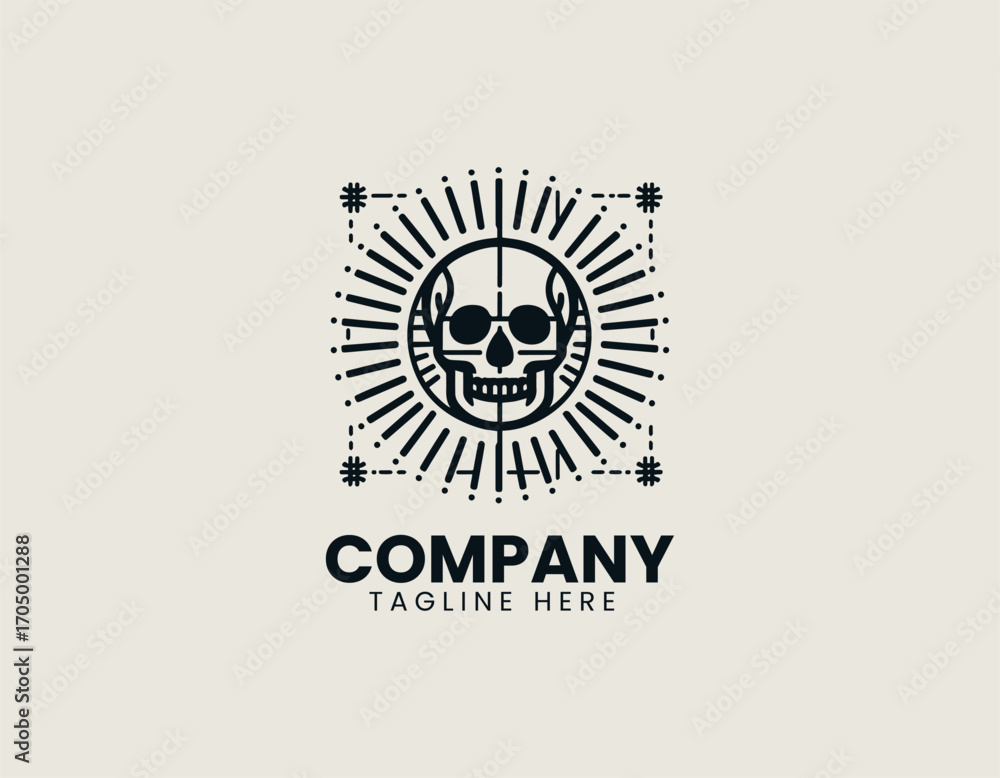 Fototapeta premium Skull Sunrise Mountain Logo