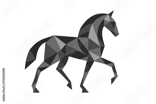 Geometric polygon horse design with abstract gradient background