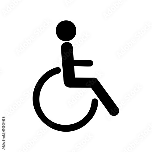 Black and White Icon of a Wheelchair, Symbolizing Accessibility for Handicapped Persons