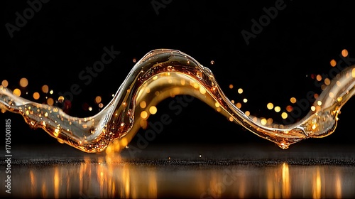 Golden liquid splash, abstract art