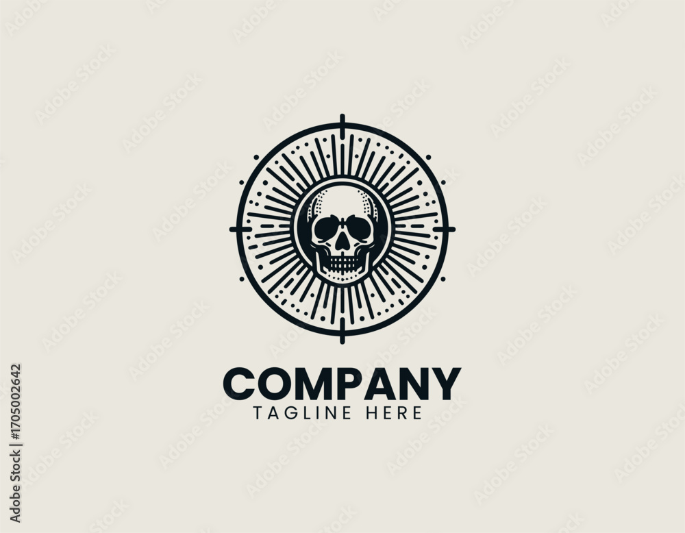 Fototapeta premium Skull Sunrise Mountain Logo