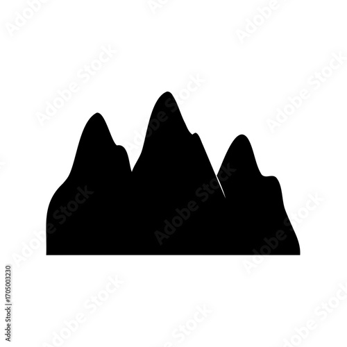 Silhouette of a mountain range against a white background representing nature