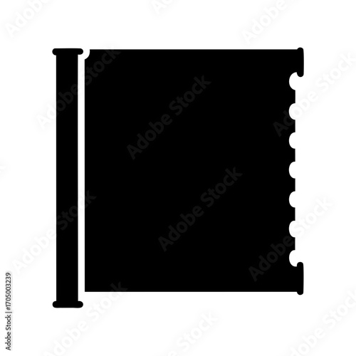 Silhouette Illustration of a Film Reel and Film Strip with Circular Perforations