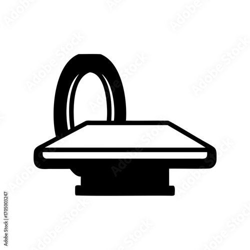 Simple black and white illustration of a CT or MRI scanner