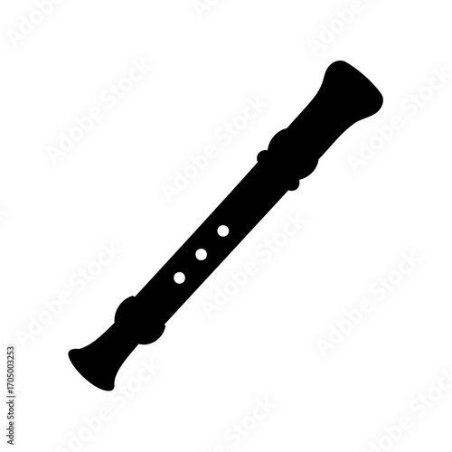 Silhouette of a Recorder Musical Instrument, Representing Music and Education