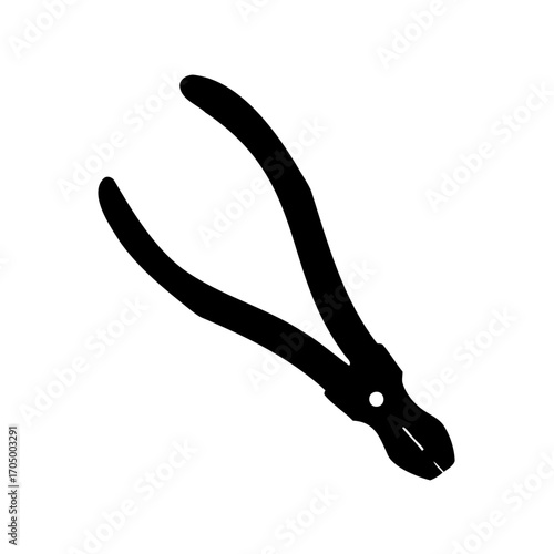 Silhouette image of pliers with curved handles against a white background.