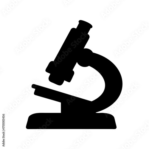 Silhouette of a scientific microscope used in laboratories for observation