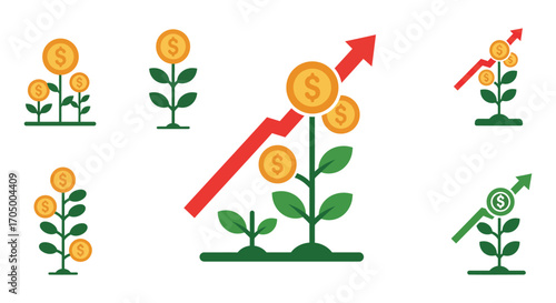 growth of money plants showing financial success and progress