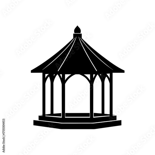 Silhouette of a gazebo art on transparent background