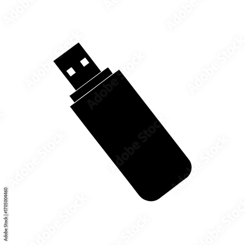 Isolated usb flash drive on transparent background silhouette