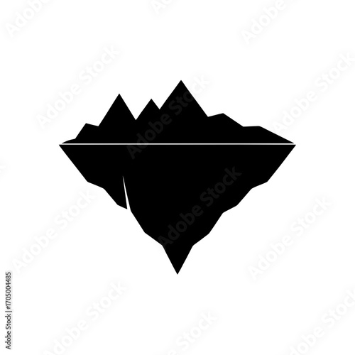 Iceberg floating on water on transparent background silhouette