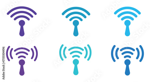 various colored wifi symbols arranged in grid pattern