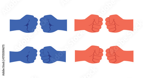 colorful fists in various shades forming pairs
