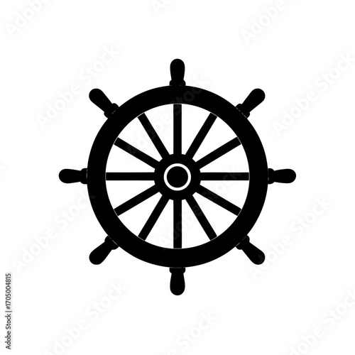 A simple steering wheel on transparent background silhouette