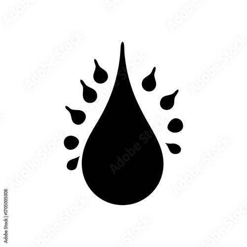 Stylized water droplet art on transparent background silhouette