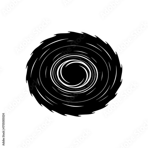 Abstract swirling vortex art on transparent background silhouette