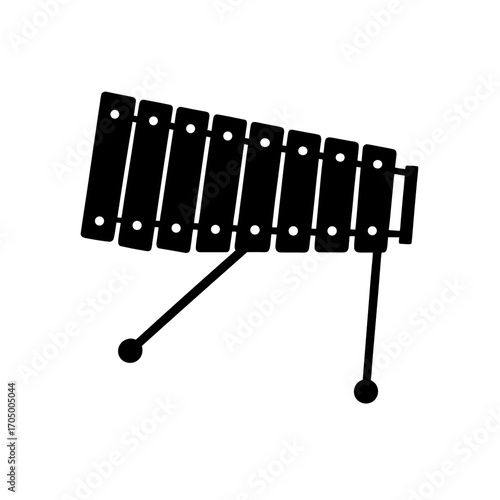 Silhouette of a xylophone on transparent background