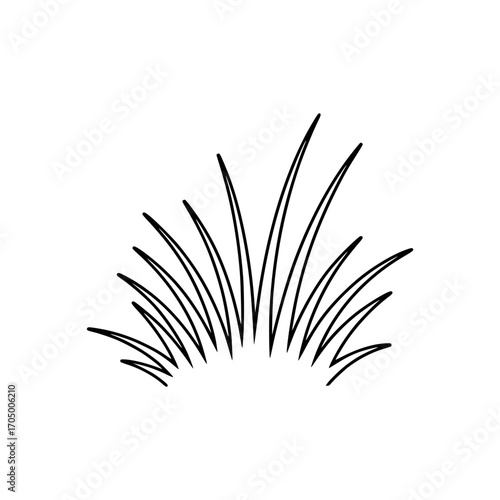 Stylized black illustration of curved grass blades