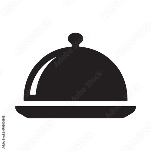 Restaurant Cloche icon silhouette vector with white background