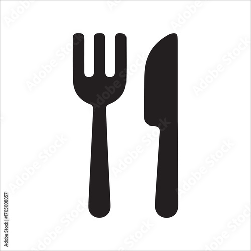 Fork and Knife icon silhouette vector with white background
