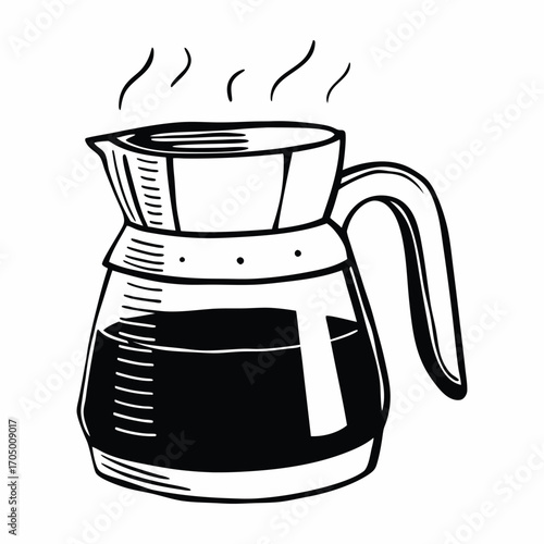 Illustration of a black and white coffee pot