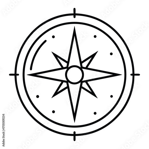 Illustration of a black and white compass
