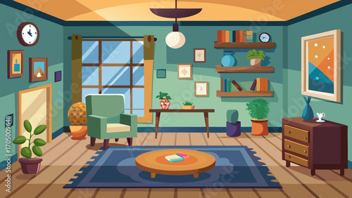Cozy living room interior with furniture and decorations