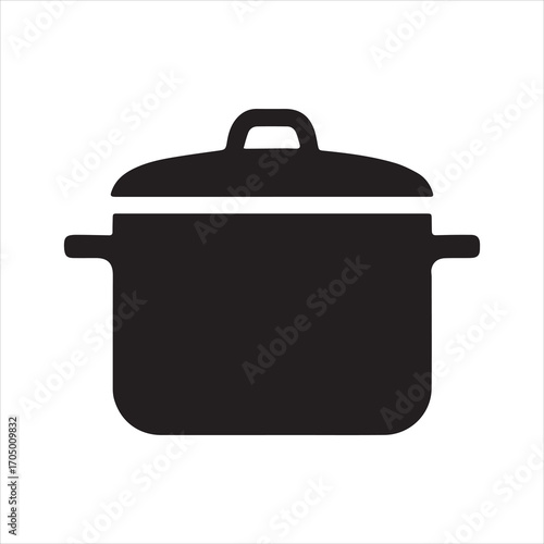 Cooking Pot icon silhouette vector with white background